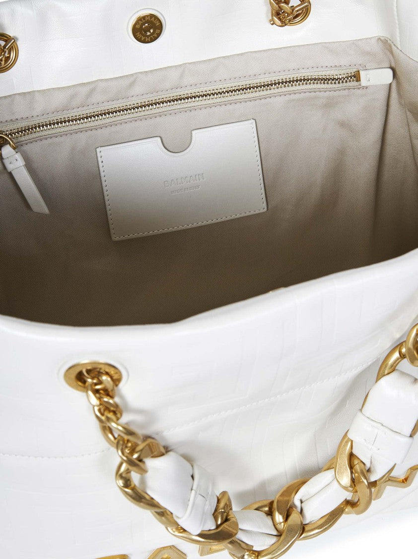 Balmain Beige Handbag With Structured Design