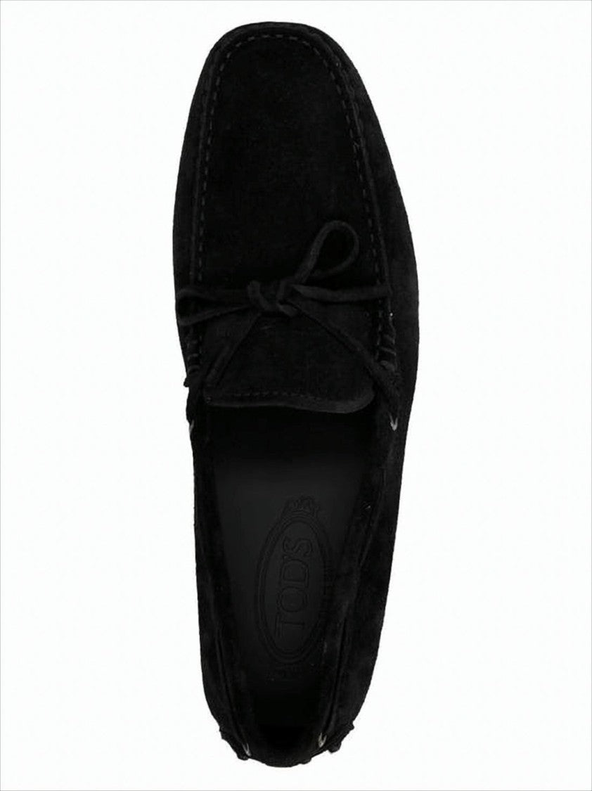 Tod's Moccasin Toe Suede Loafers With Decorative Bow