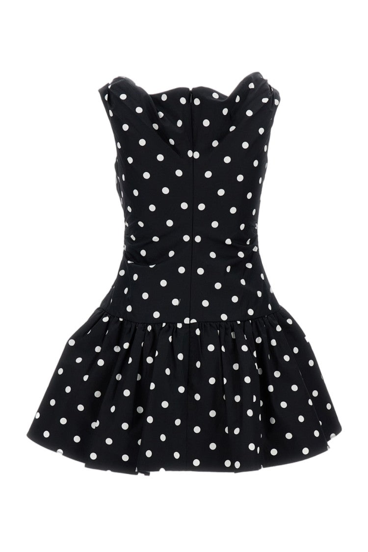 Self-Portrait Fitted Mini Dress With Dropped Waist And Polka Dot Pattern