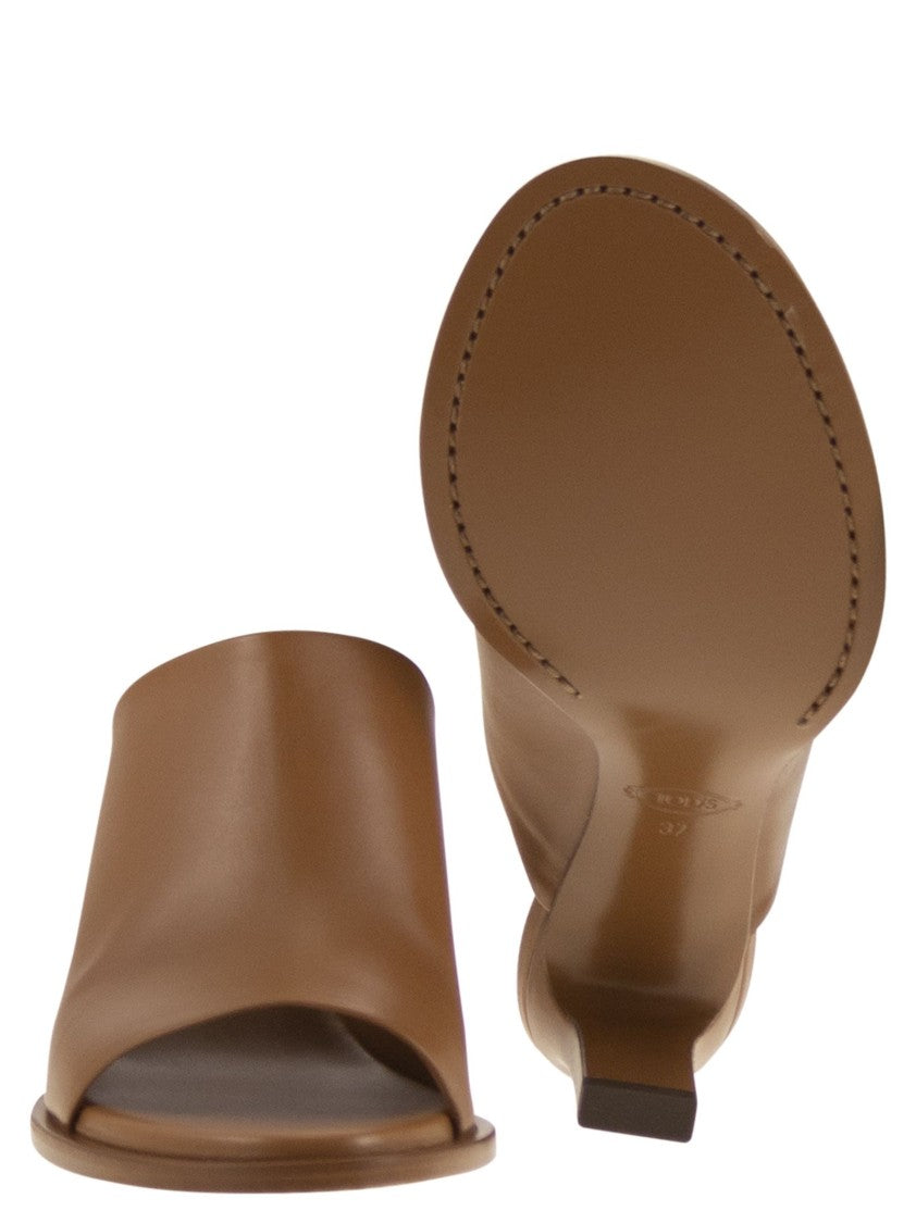 Tod's Soft Calfskin Open-Toe Sandals With Banded Heel