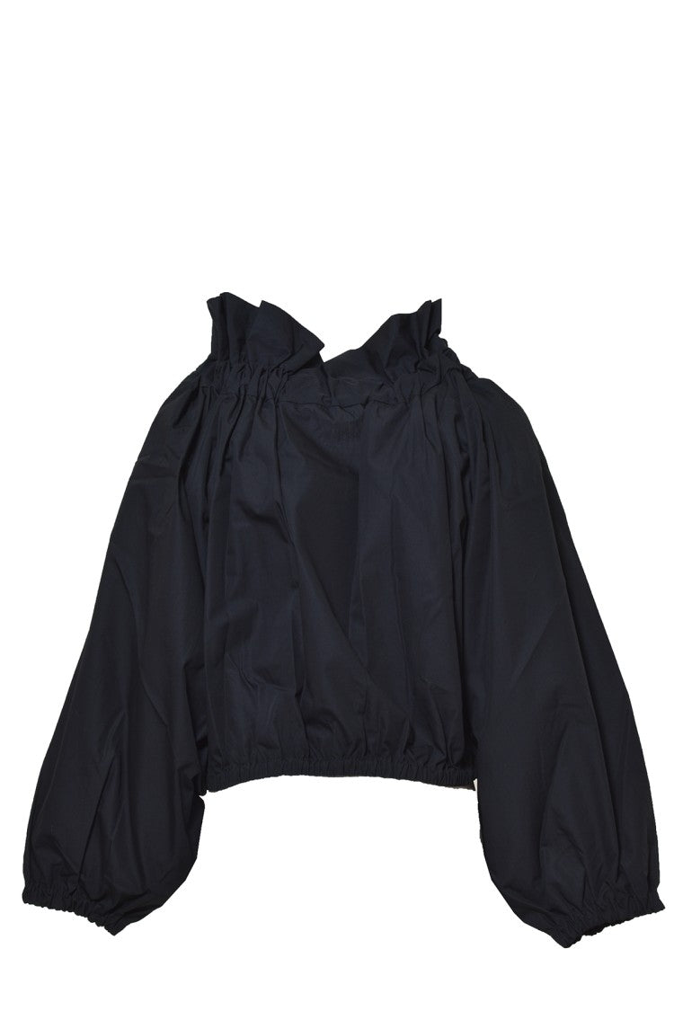 Patou Black Nylon Blouse With Balloon Sleeves