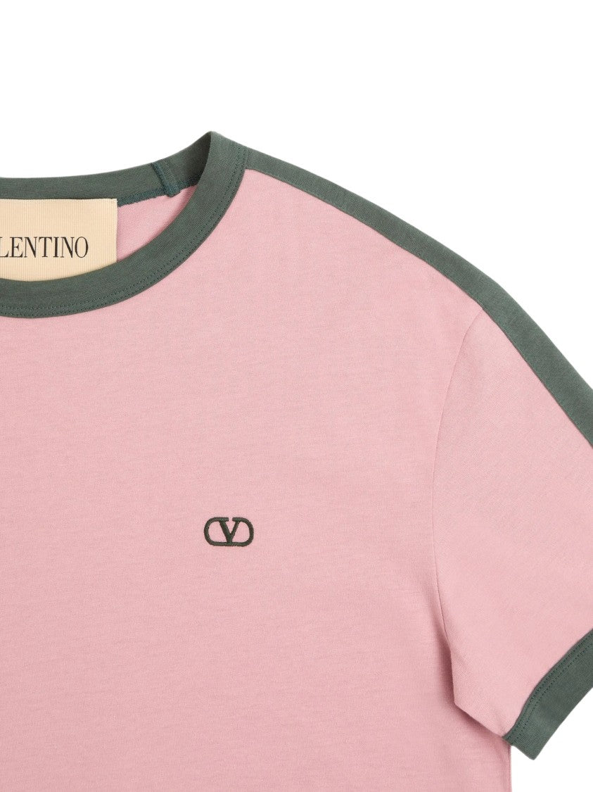 Valentino Pink Vlogo Embroidered Cotton T-Shirt