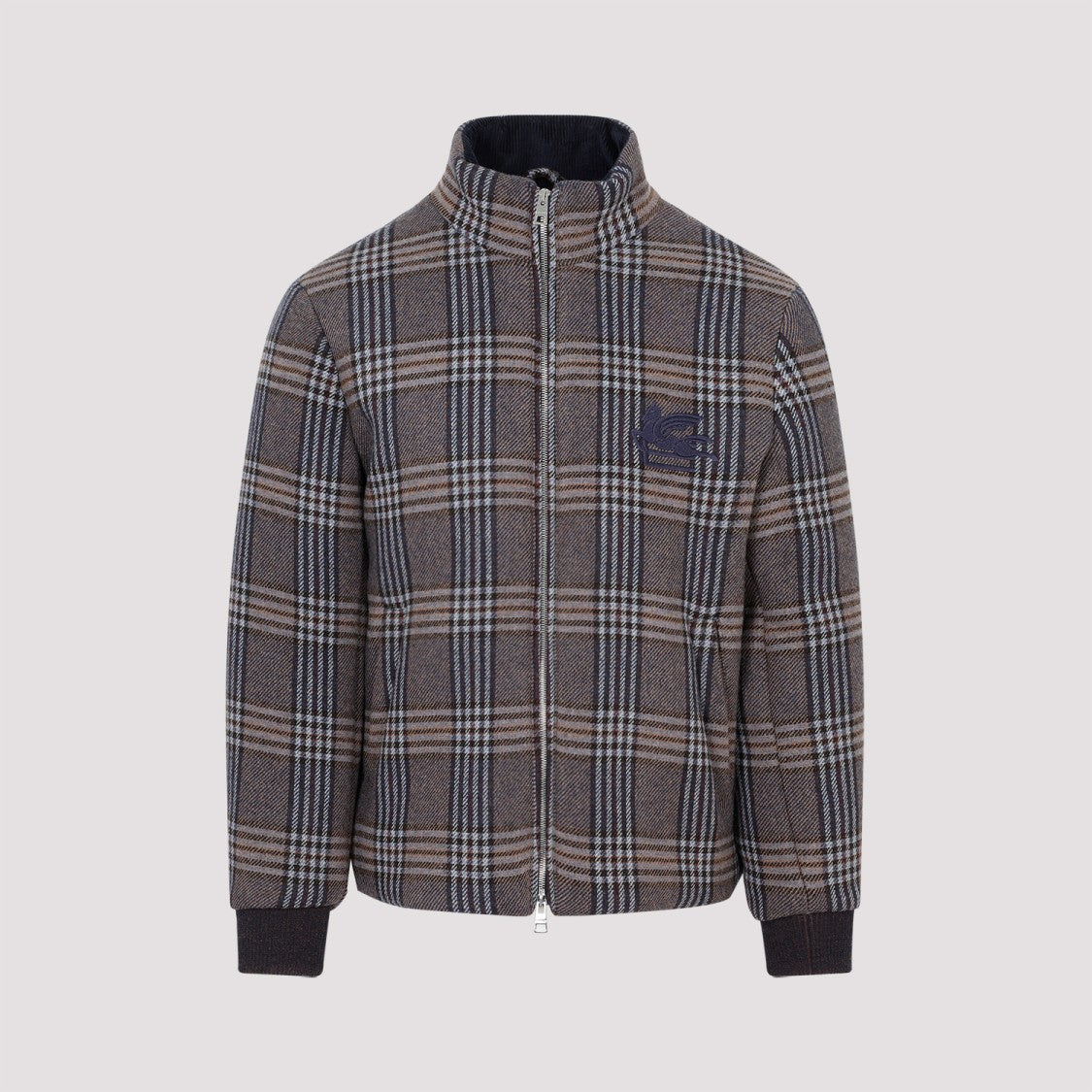 Etro Blue Virgin Wool Padded Jacket