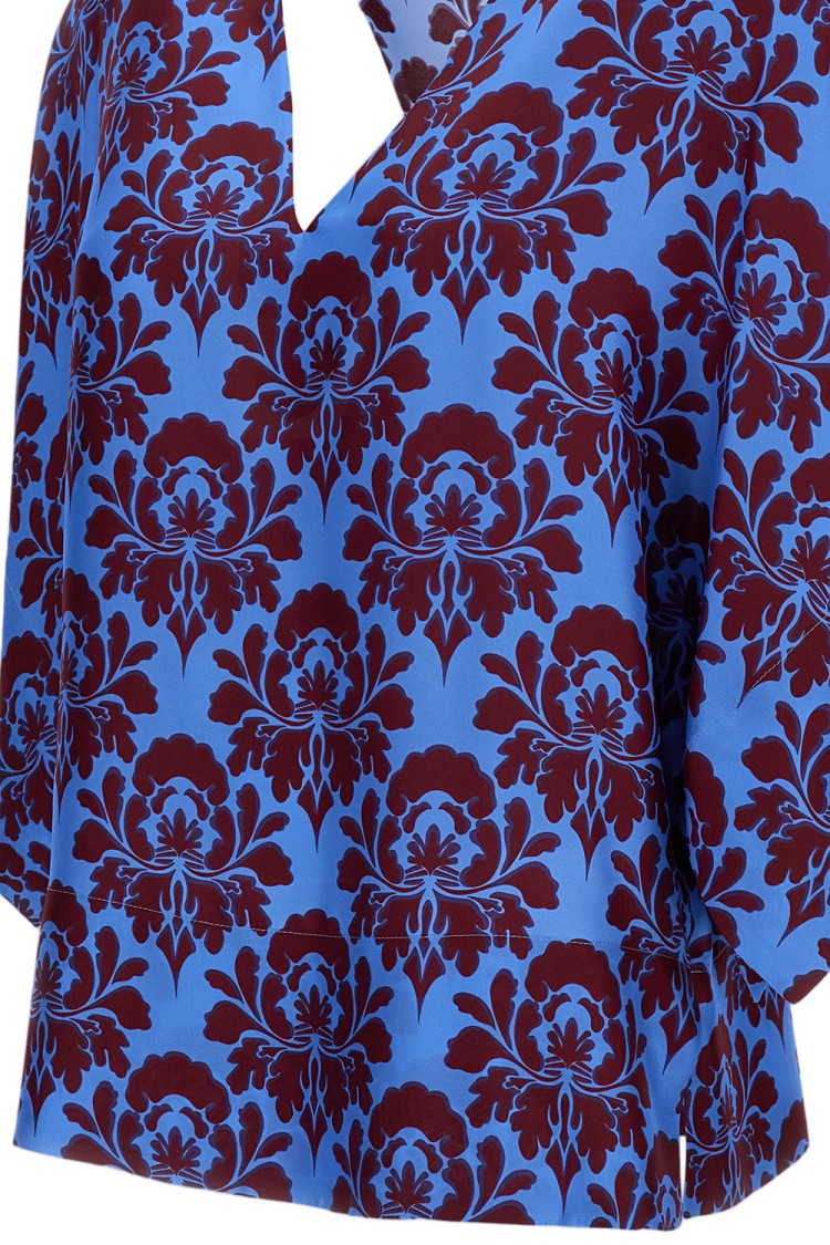 Alberto Biani Light Blue Damask Silk Blouse