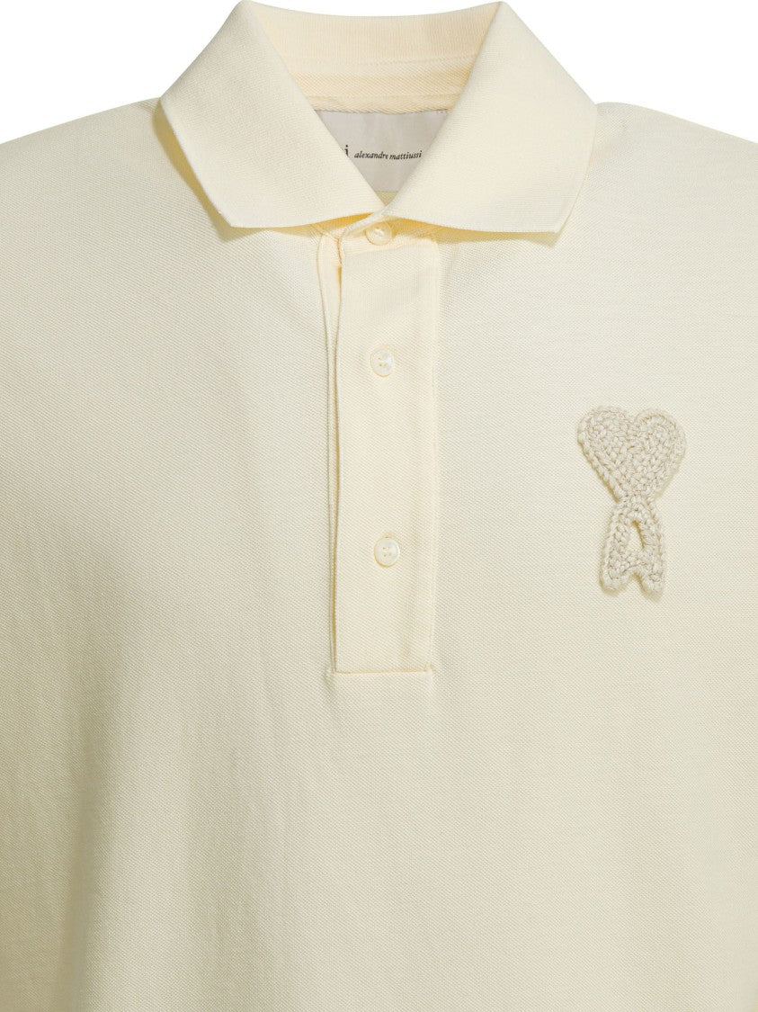 Ami Paris Minimalist Short-Sleeve Polo Shirt With Heart Emblem