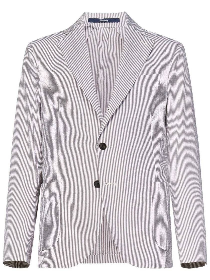 Drumohr Beige Striped Blazer With Sophisticated Fit