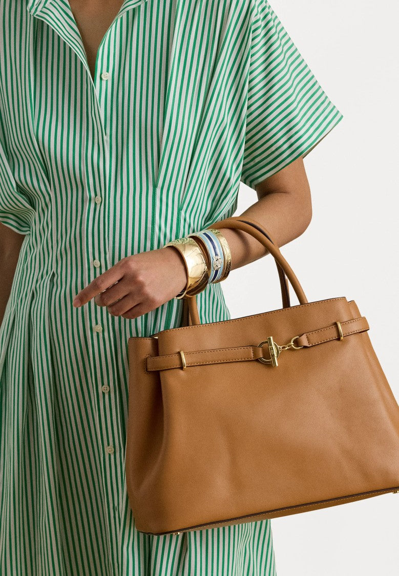 Lauren Ralph Lauren Brown Smooth Leather Satchel Bag