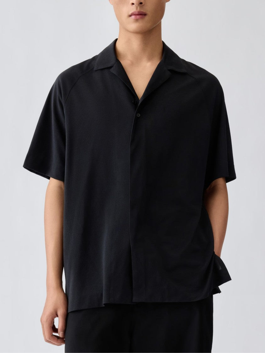 Jacquemus Black Paper-Effect Jersey Bowling Shirt