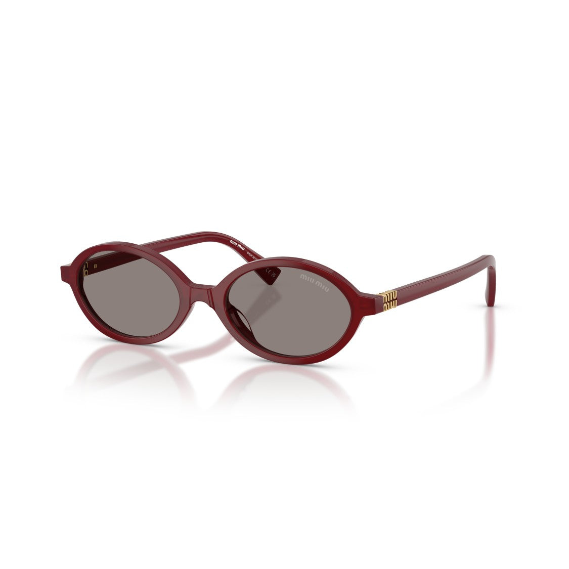 Miu Miu 0Mu 04Zs Oval Burgundy Acetate Sunglasses