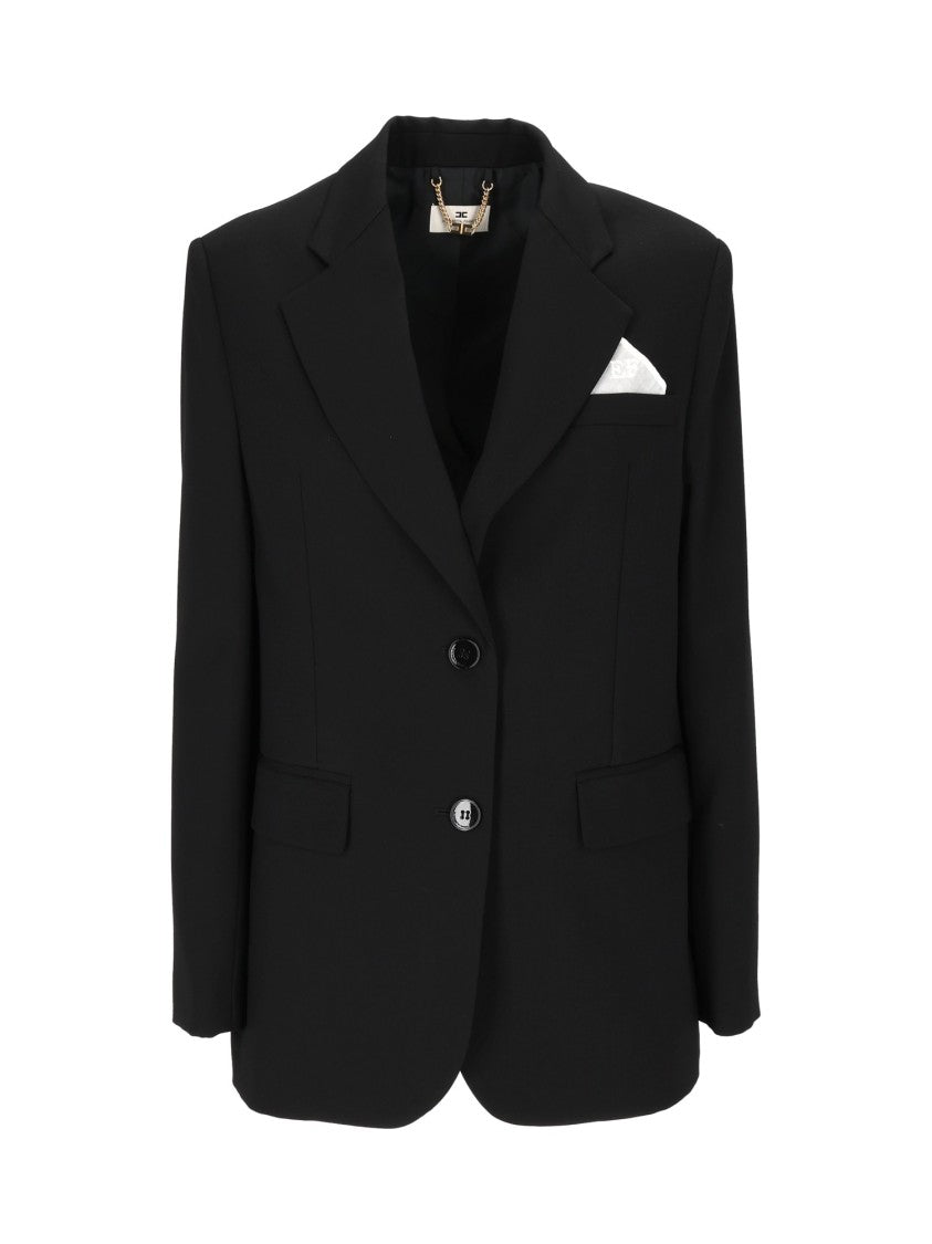 Elisabetta Franchi Refined Black Tailored Blazer With Notch Lapel