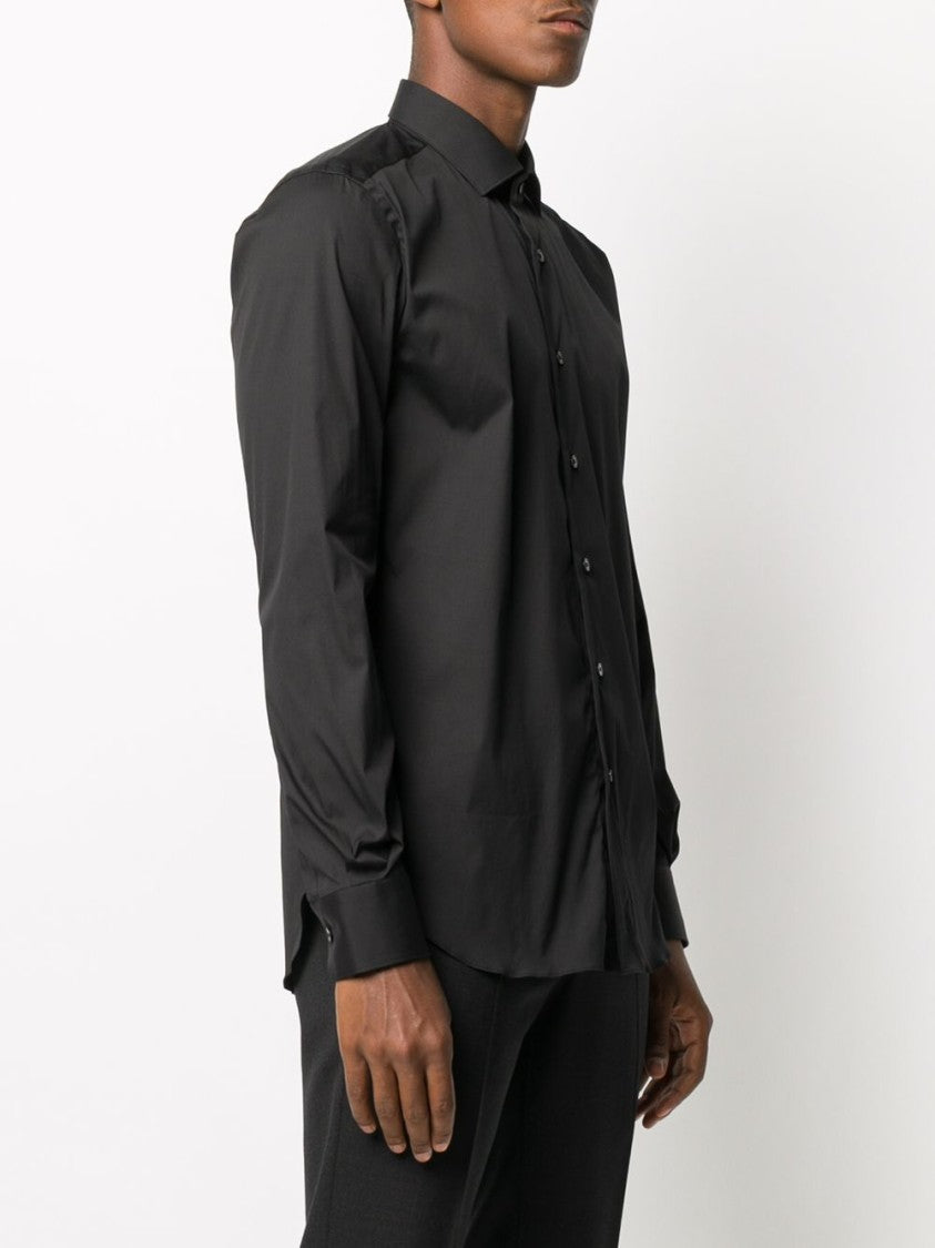 Xacus Slim-Fit Black Shirt With French Collar