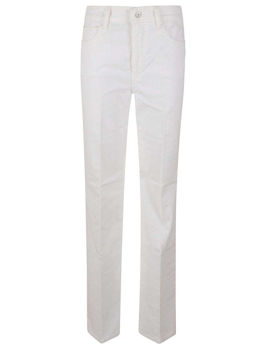 Anaii Straight White Pants With Subtle Texture And Flared Hem