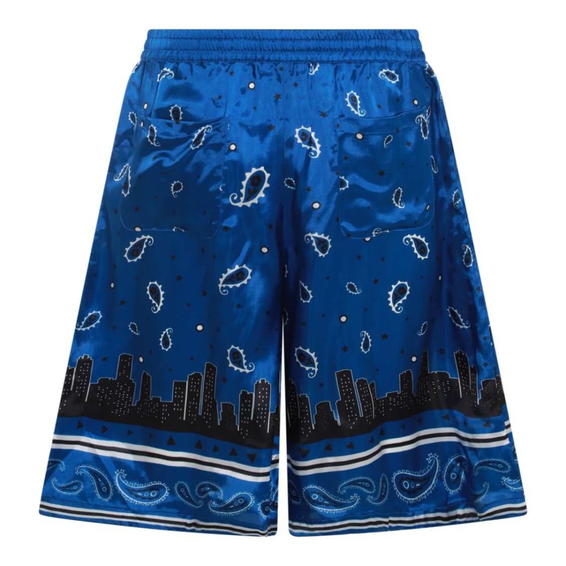 Off-White Blue Multicolour Viscose Bandana Shorts