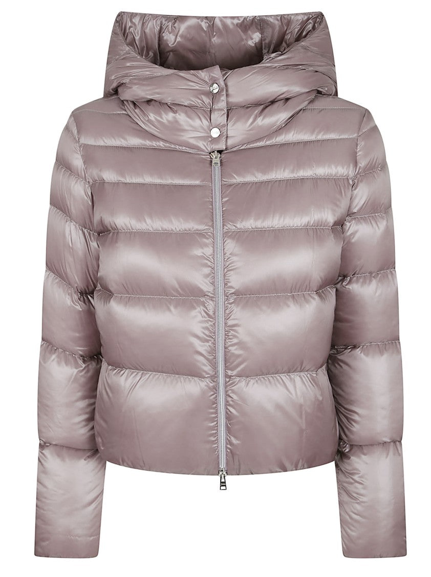 Herno Cropped Puffer Jacket With High Collar And Hood