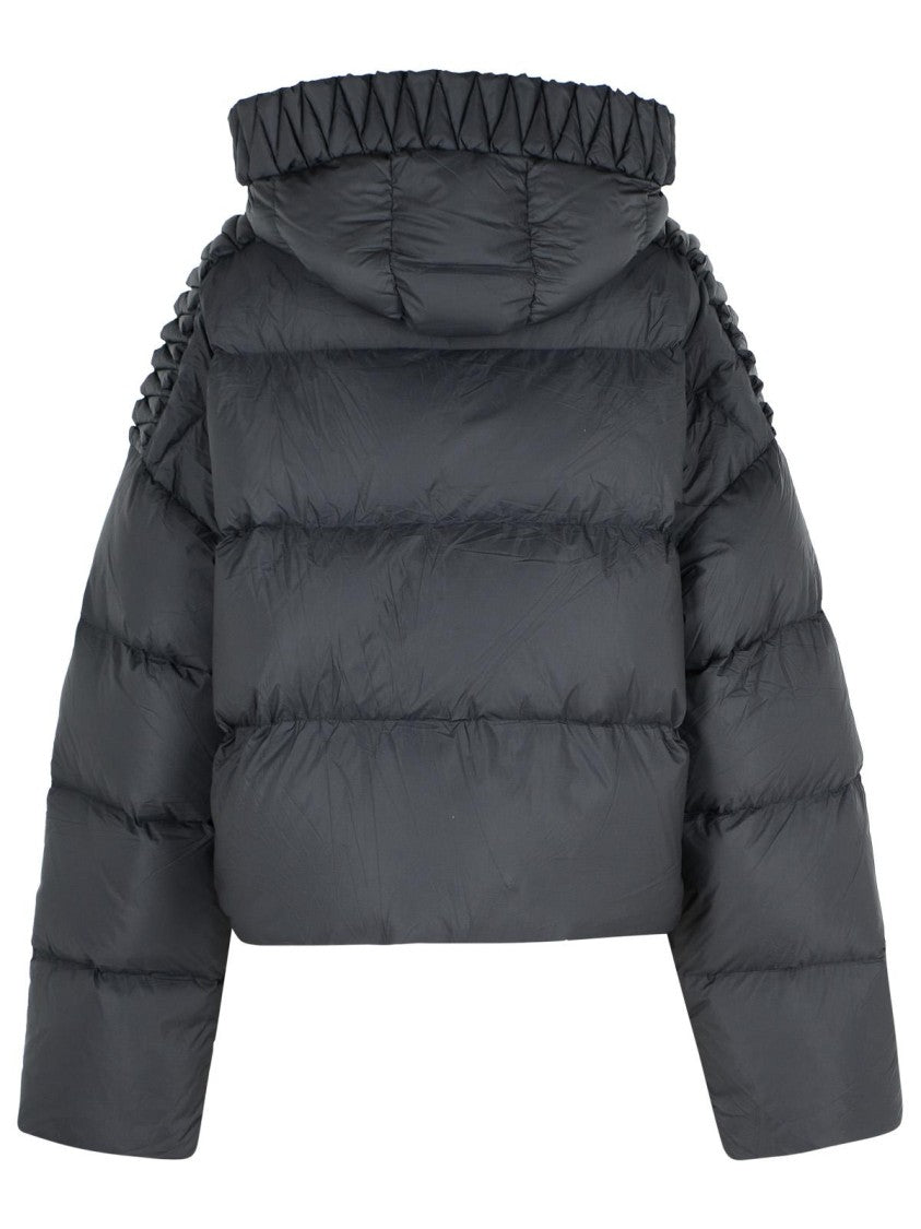 Raxxy Black Polyester Hooded Down Jacket
