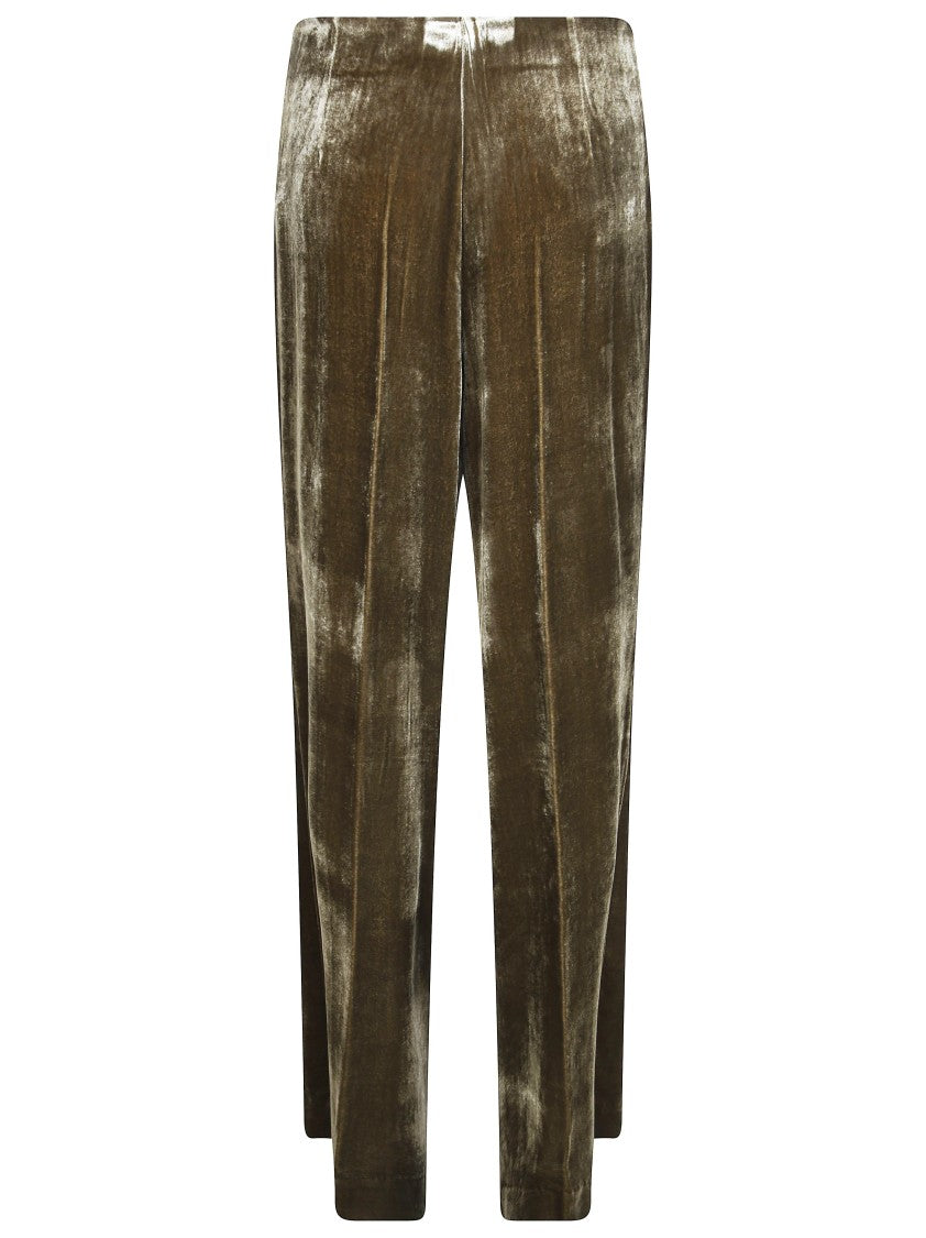 Parosh Velvet Viscose Silk High-Waisted Straight-Leg Pants
