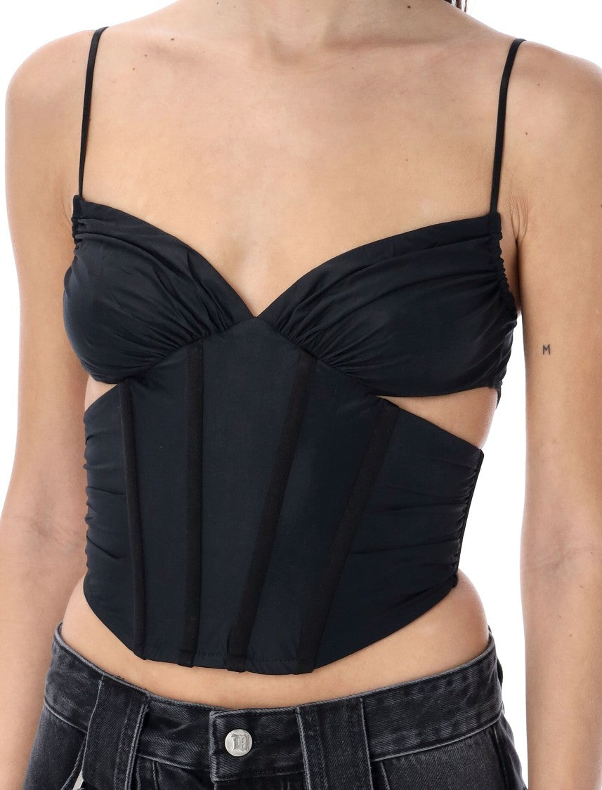 Misbhv Cropped Corset Top With Delicate Ruffles And Stylish Slits