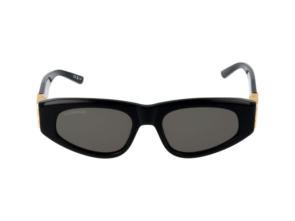 Balenciaga Black Gold-Tone Oversized Rectangular Sunglasses