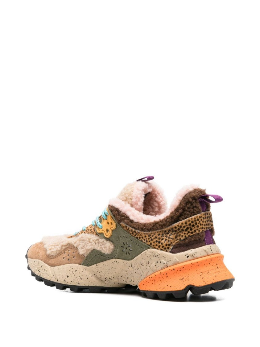 Flower Mountain Textured Shearling And Suede Sneakers