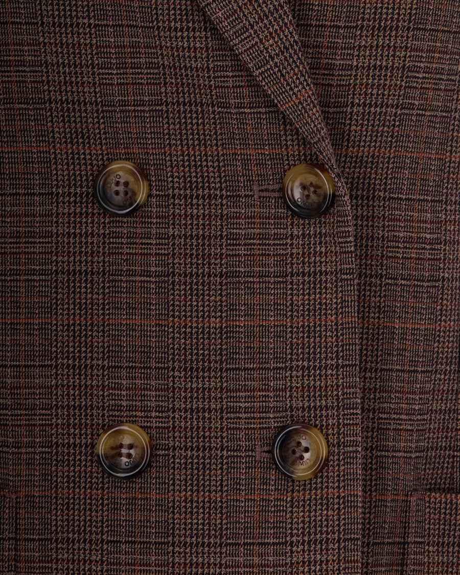 Liu Jo Double-Breasted Classic Tartan Jacket With Contrasting Cuffs