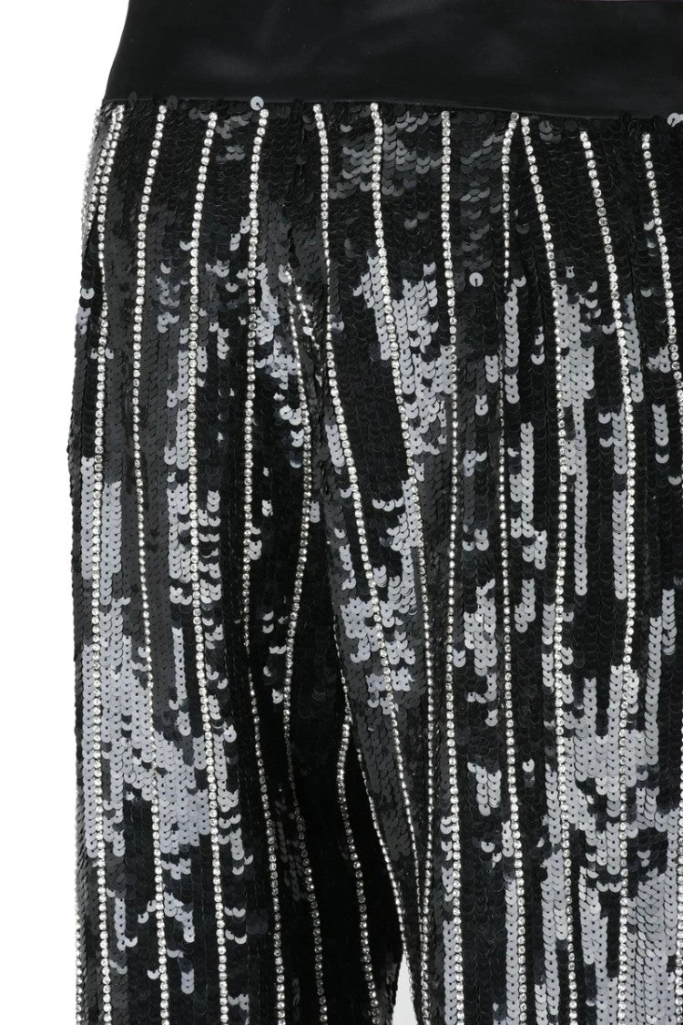 Elisabetta Franchi High Waisted Sequin Trousers - Black