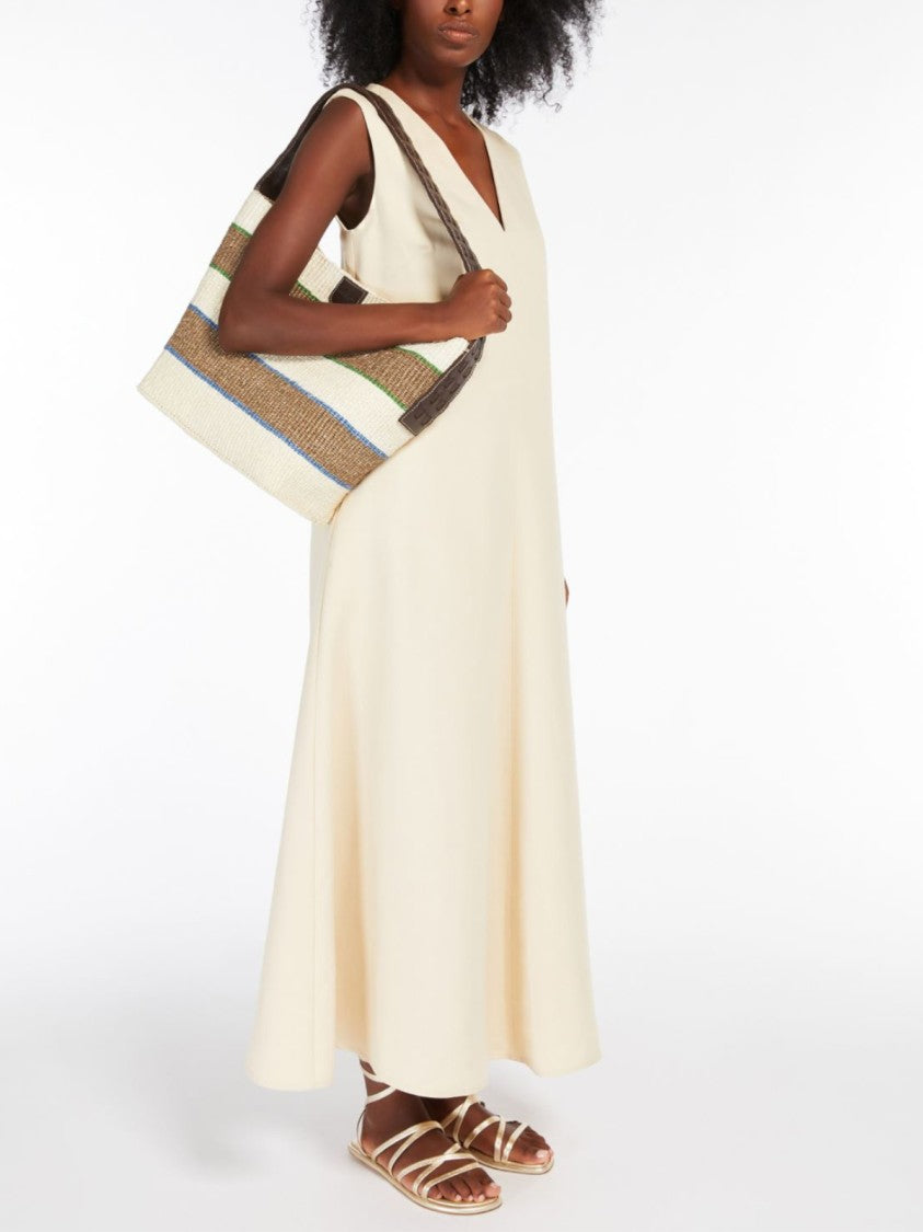 Max Mara Trapezoid Bucket Bag In Natural Rope