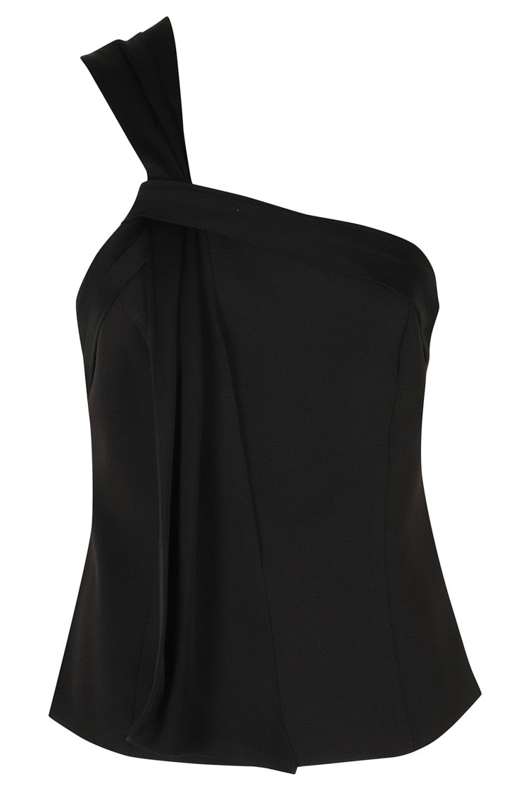 Federica Tosi Black Asymmetrical One-Shoulder Invisible Zipper Top