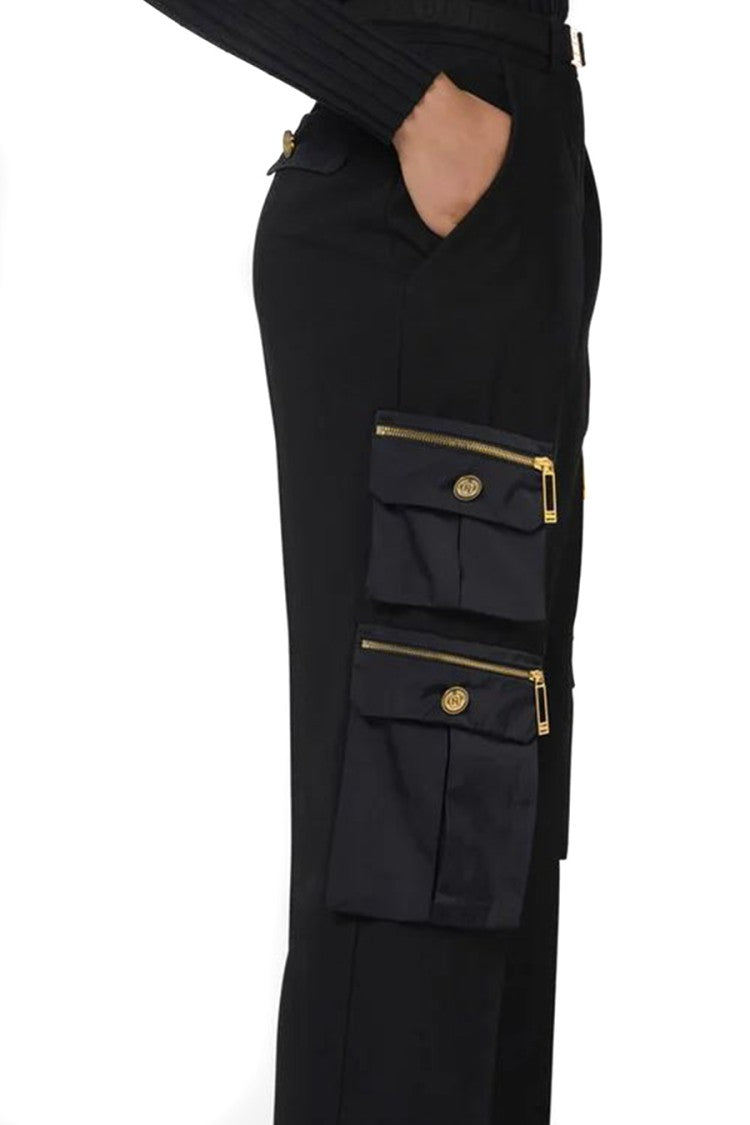 Elisabetta Franchi High-Waisted Black Trousers With Cargo Pockets