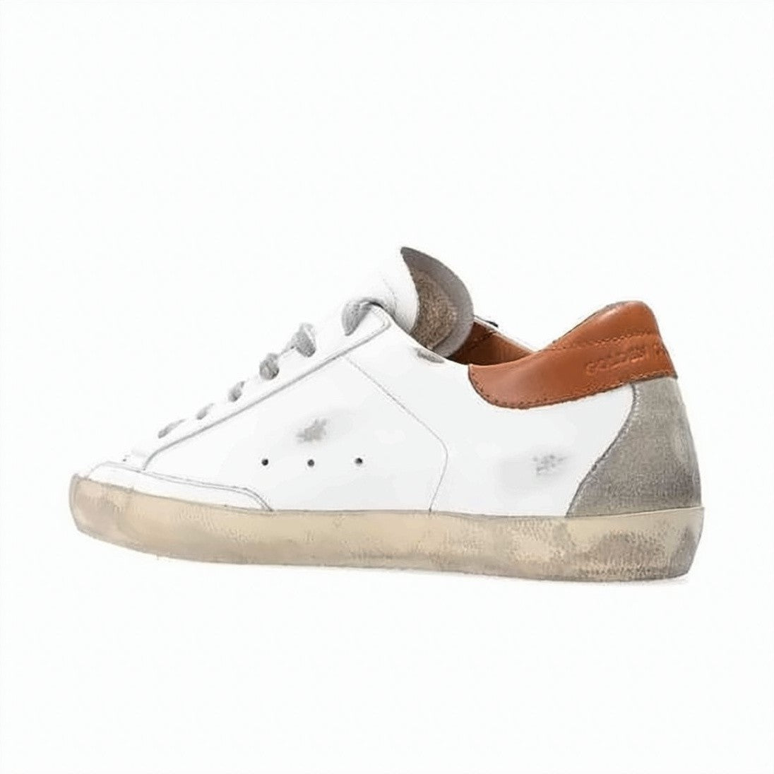 Golden Goose Distressed White Leather Low-Top Sneakers