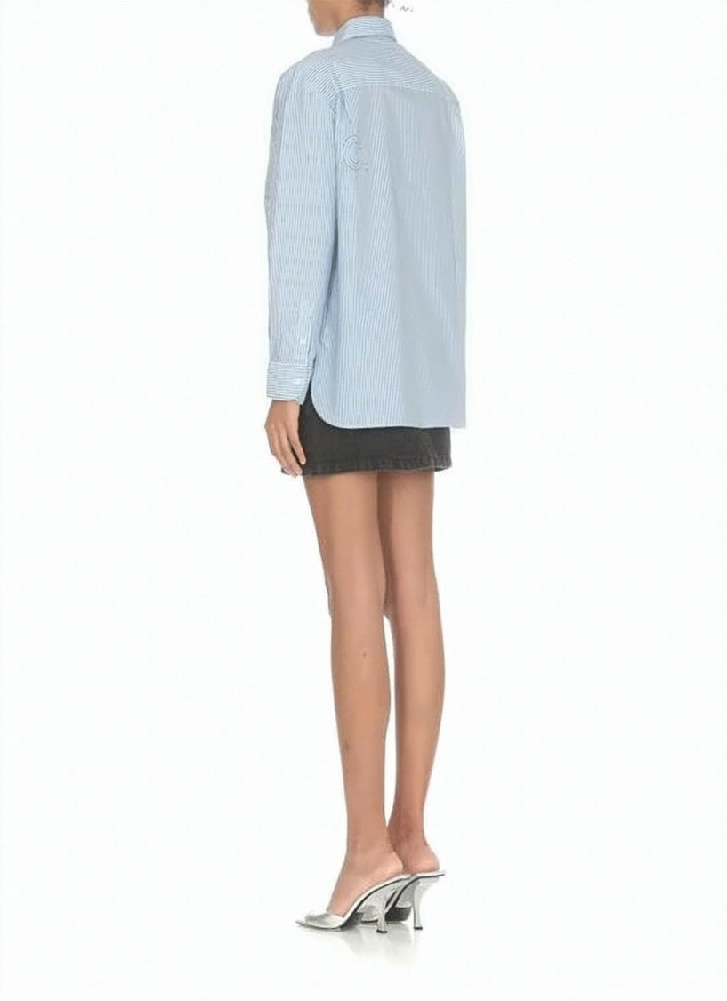 A.P.C. Vertical Stripe Button-Up Shirt With Embroidered Details