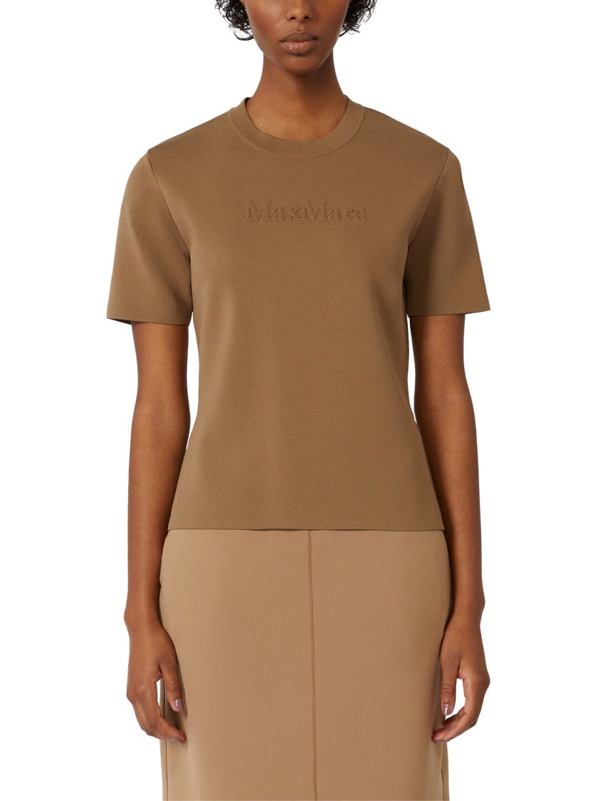 Max Mara Relaxed Brown T-Shirt With Embossed Logo