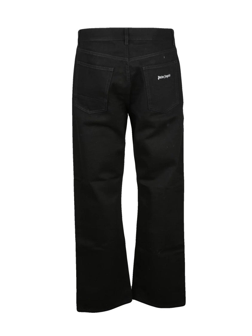 Palm Angels Black Cotton Wide-Leg Jeans