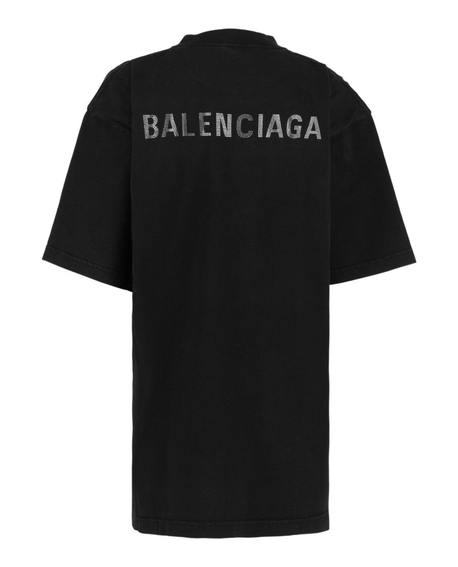 Balenciaga Medium Fit Crystal Embellished Logo T-Shirt