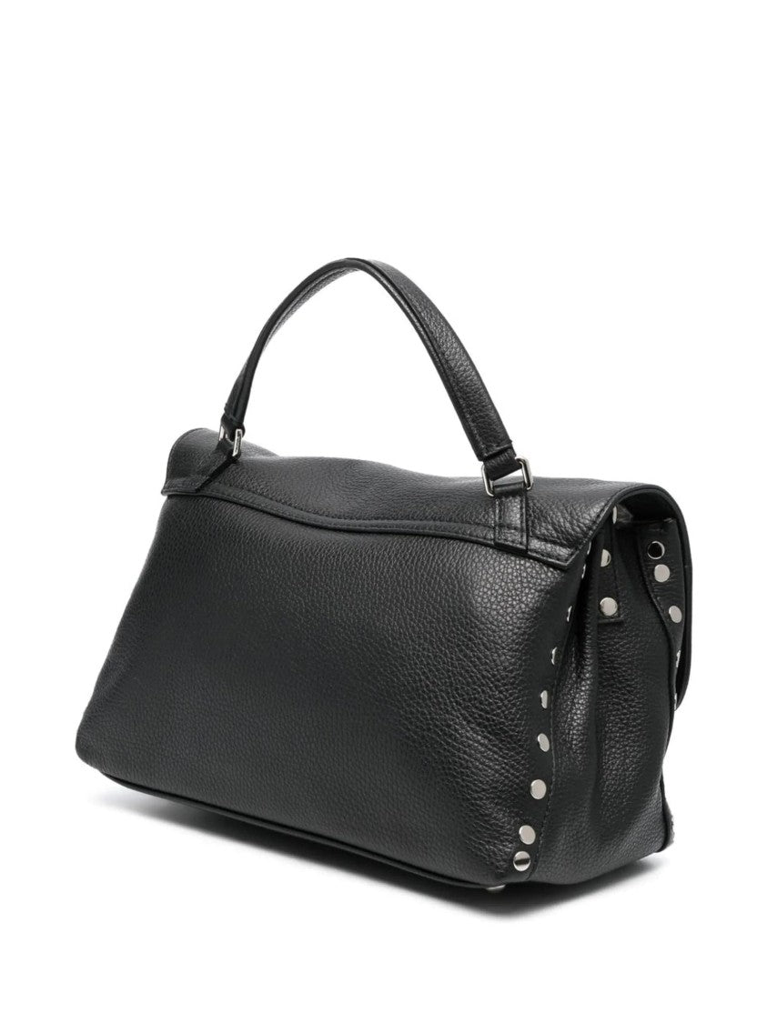 Zanellato Structured Black Pebbled Leather Handbag
