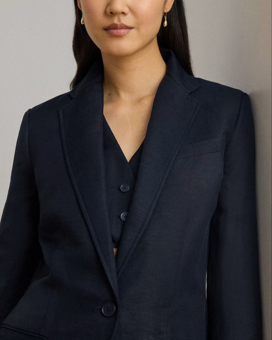 Lauren Ralph Lauren Navy Blue Light Linen Blazer Jacket