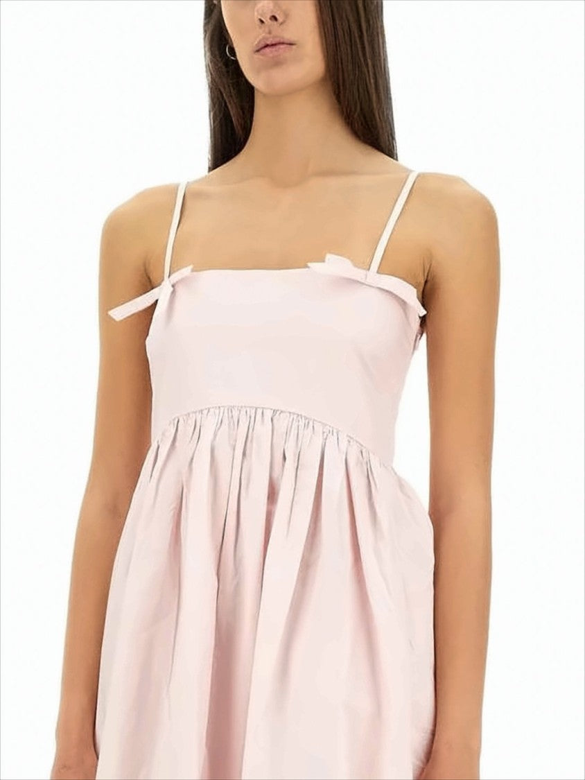 Ganni Midi Dress With Fitted Bodice And Ruffled Hemline