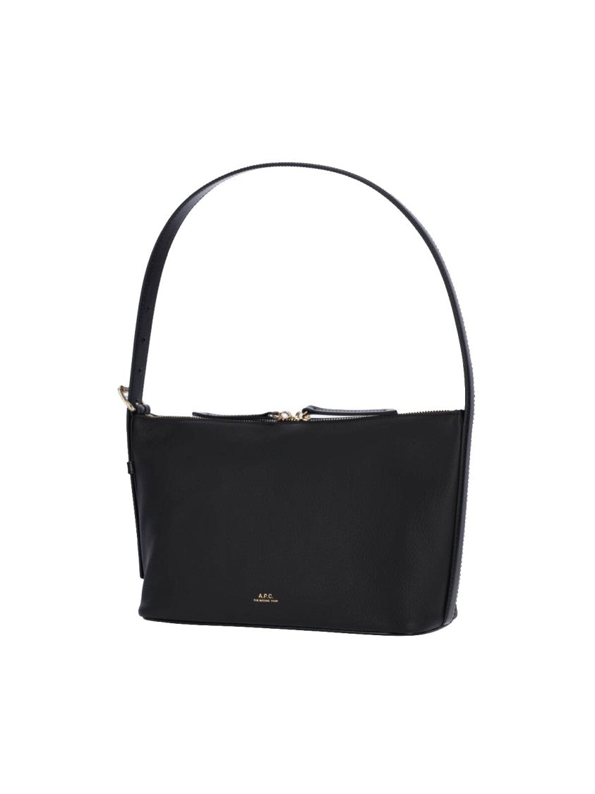 A.P.C. Rectangular Black Leather Shoulder Bag