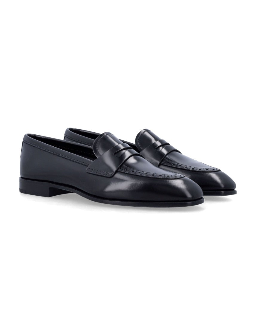 Church's Onyx Fume Leather Brogue Loafers