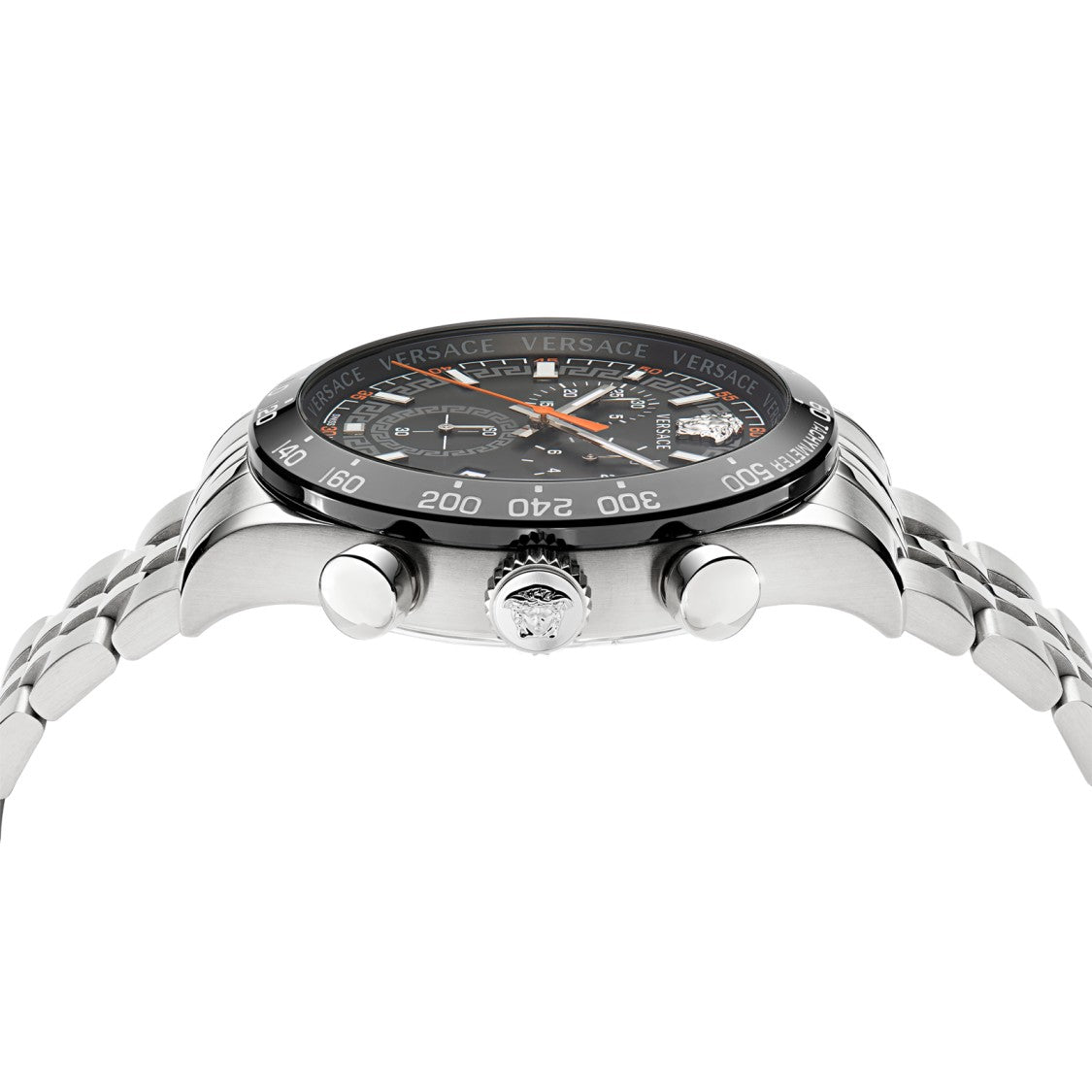 Versace Hellenyium Chrono Swiss Quartz Chronograph Watch In Steel