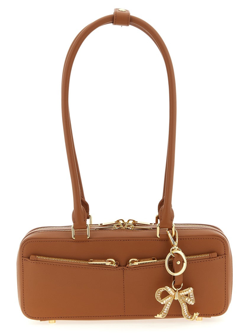 Self-Portrait Tan Leather Baguette Shoulder Bag