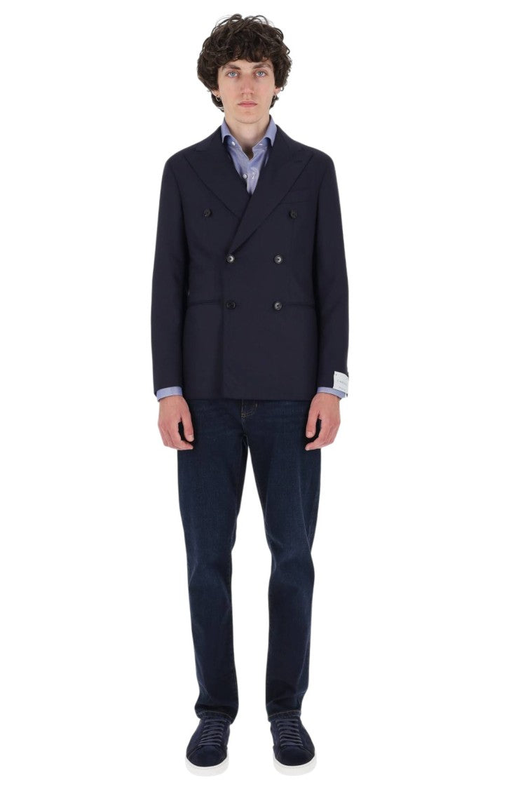 Caruso Double-Breasted Wool Blazer With Tailored Silhouette