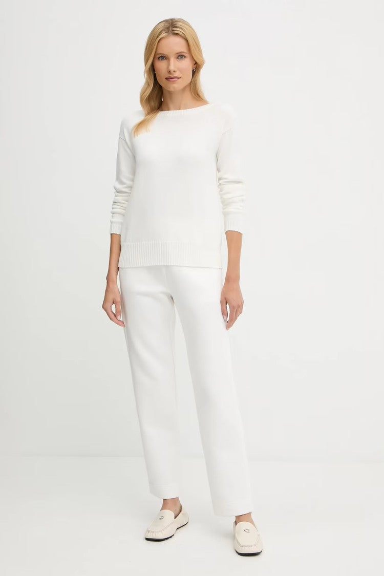 Max Mara Regular-Fit White Knit Sweater With Ribbed Detailing