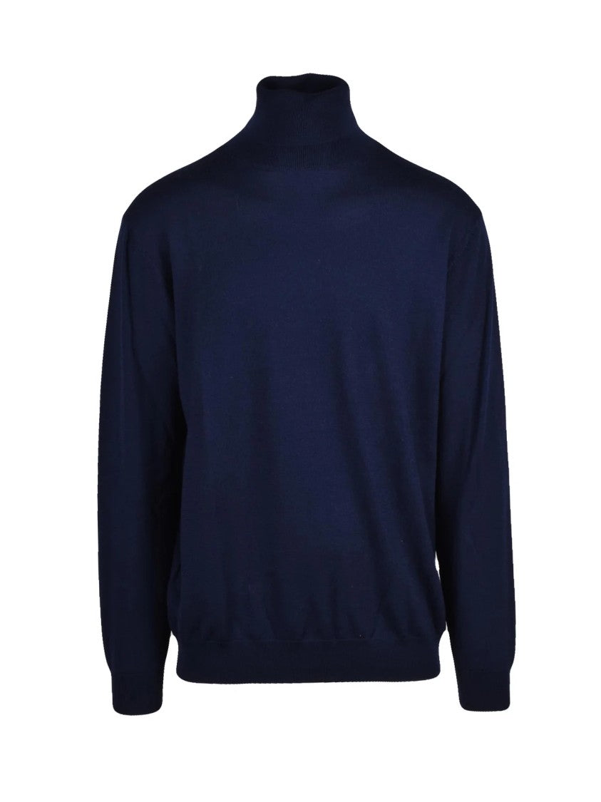 Add Deep Navy Merino Wool Turtleneck Sweater