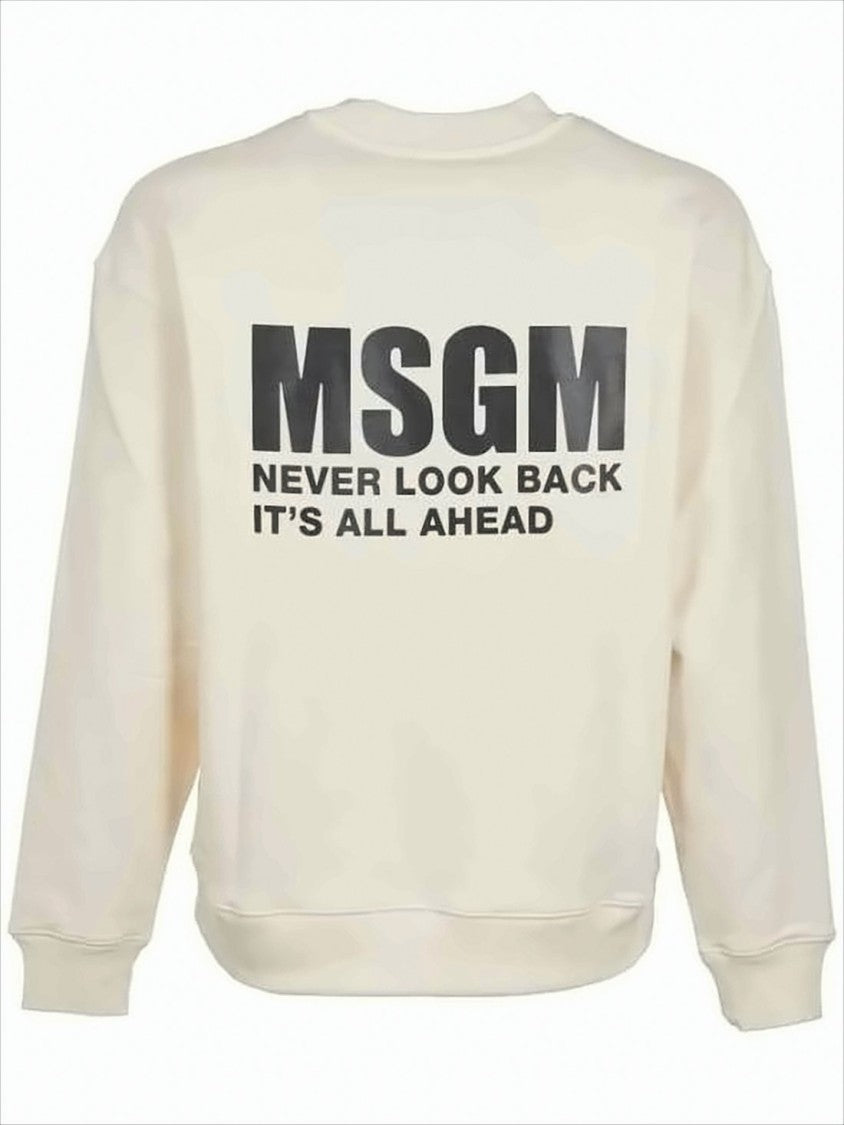 Msgm Long-Sleeve Crew Neck T-Shirt With Bold Graphic And Subtle Logo
