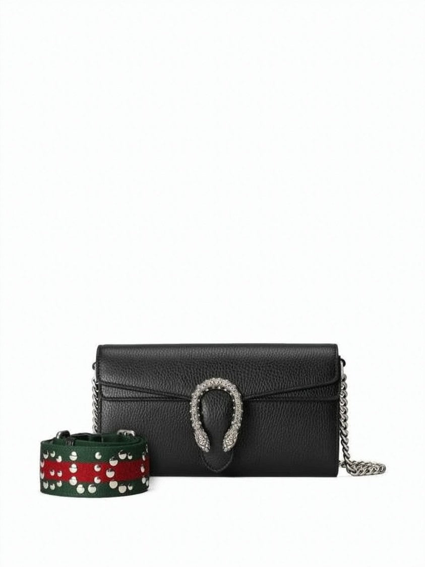 Gucci Textured Black Leather Crossbody Bag With Silver Details