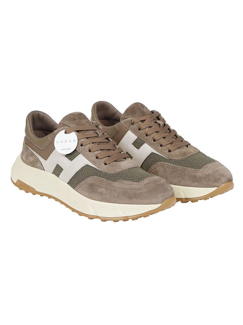 Hogan Hyperlight Taupe Suede-Leather Low-Top Sneakers