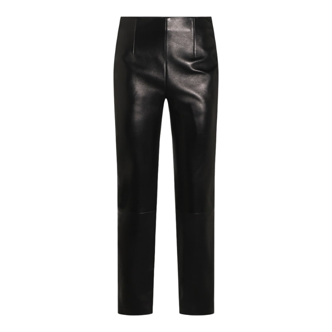 Khaite High-Waisted Trousers With Glossy Finish And Vertical Seam Detail