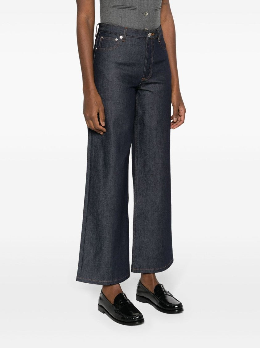 A.P.C. High-Rise Straight Leg Jeans With Contrast Stitching