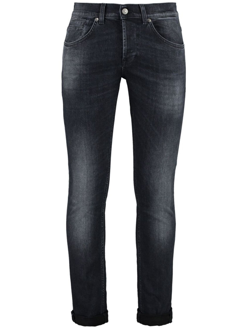 Dondup Dark-Washed Black Denim Jeans With Tapered Fit