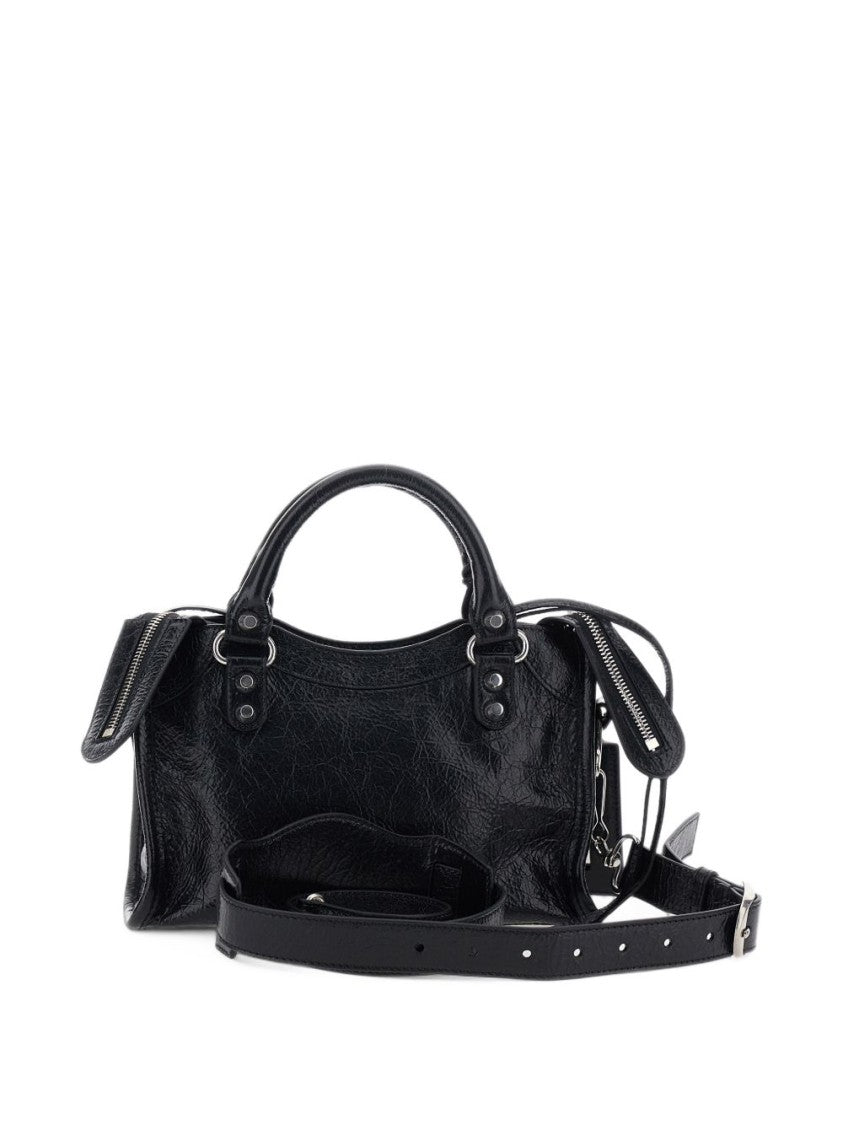 Balenciaga Textured Lambskin Silver-Tone Accents Top Handle Bag